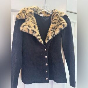 Betsey Johnson Vintage Faux Fur Collared Jacket